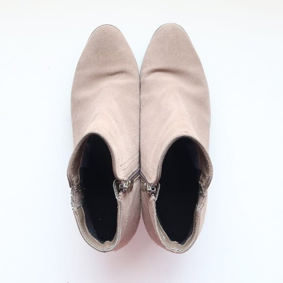 Blondo Taupe Suede Leather Block Heel Waterproof Ankle Boots Booties Size 10 - Picture 6 of 16